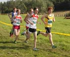 Leaders, Liam Emmett (Jarrow), James Cripwell, Henry Johnson, Joe Armstrong (all Gateshead) and Tom Goulding (Birtley) during the under-17 mens, Sherman Cup, Hedley Farm, Tanfield,  County Durham.